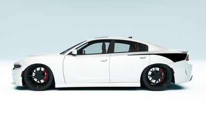 Rear Quarter Stripes for Dodge Charger - black decals in white car