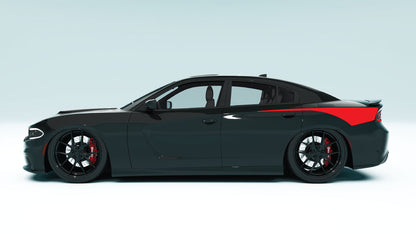Rear Quarter Stripes for Dodge Charger - red decals on black car