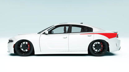 Rear Quarter Stripes for Dodge Charger - red decals on white car