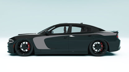 Side Scallop Outer Edge Stripes for Dodge Charger - gray decals on black car