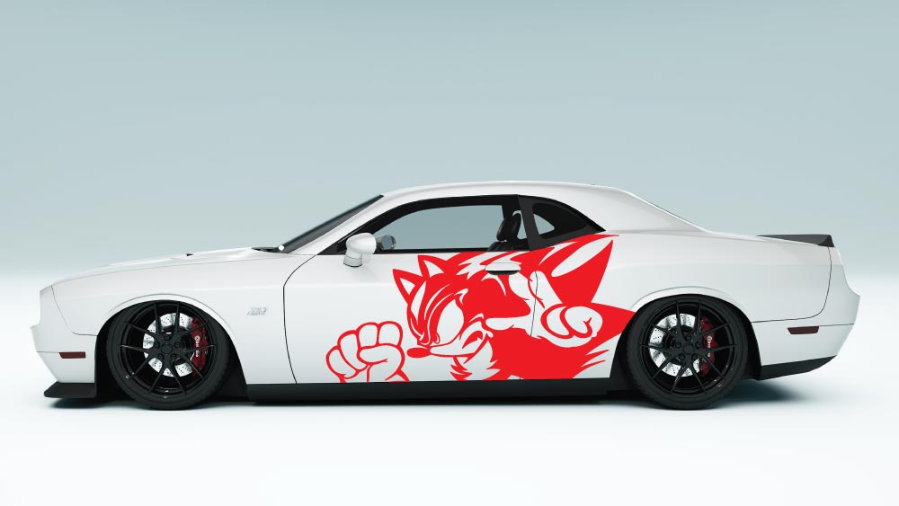 Shadow Speed Clash Decals – Sonic-Inspired Car Side Graphics red