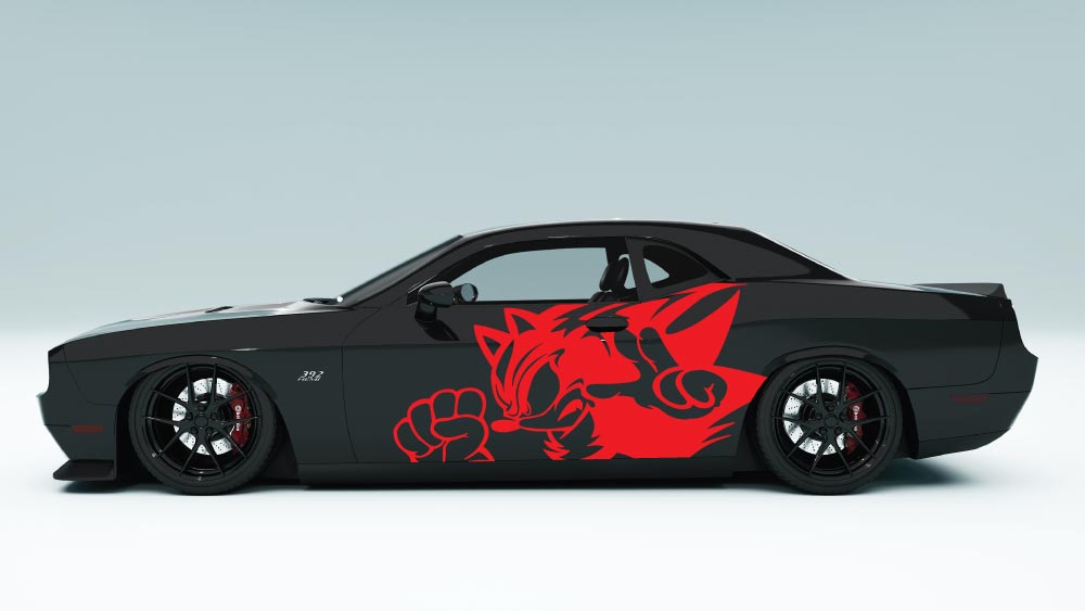 Shadow Speed Clash Decals – Sonic-Inspired Car Side Graphics red