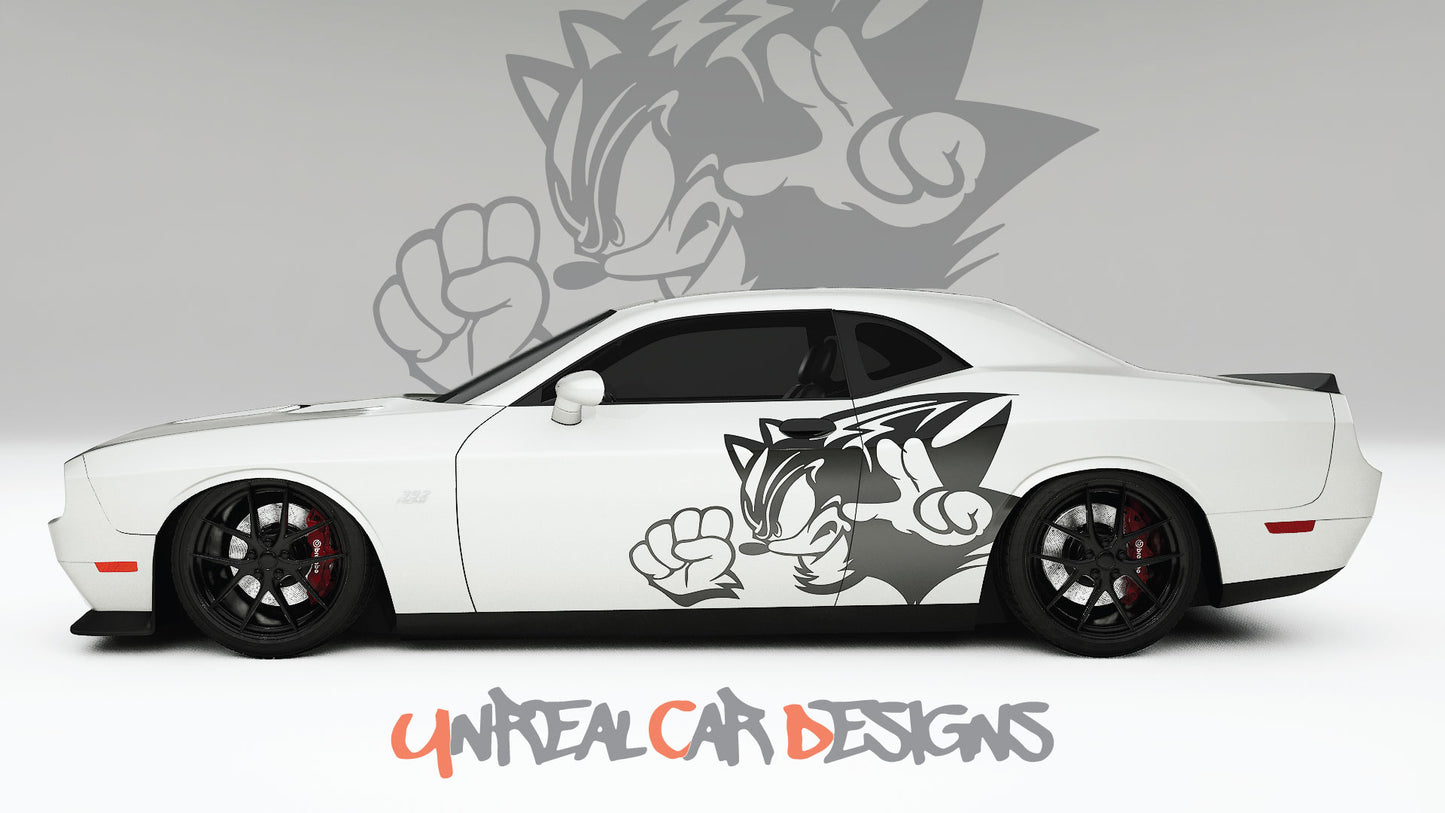 Sonic Black Universal car Big Side Graphics, Decals and Stickers.