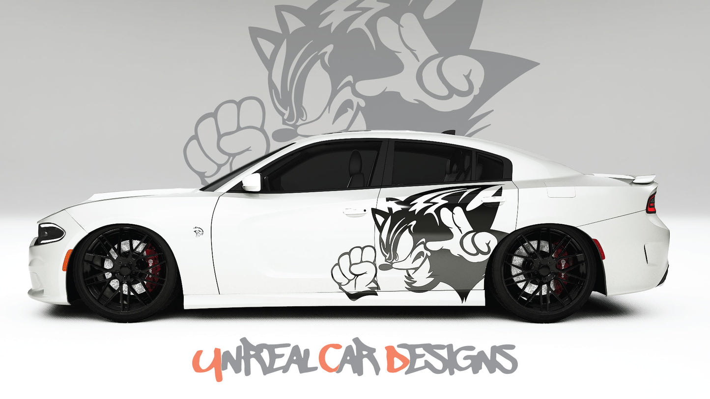 Sonic Black Universal car Big Side Graphics, Decals and Stickers.