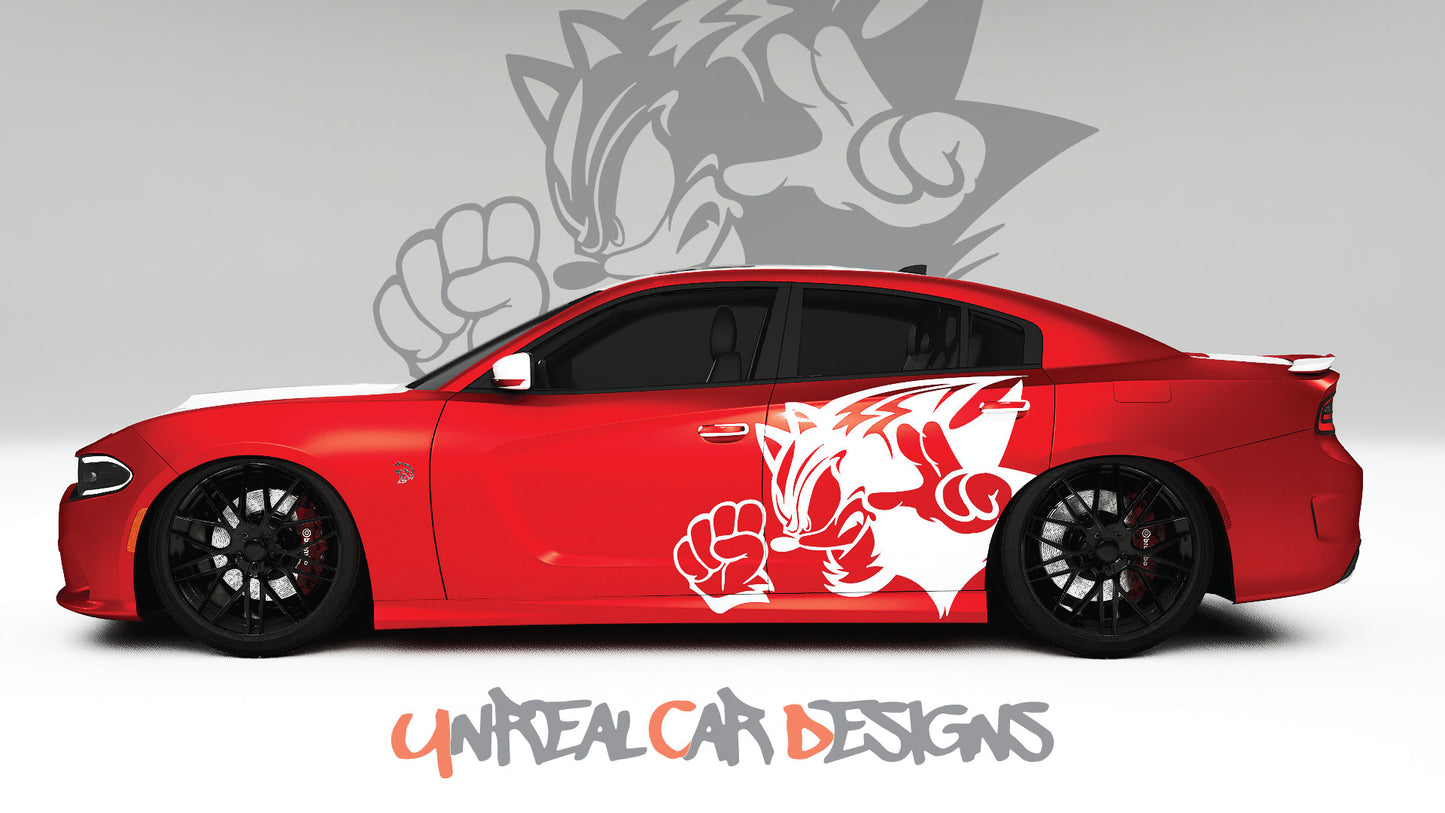 Sonic Black Universal car Big Side Graphics, Decals and Stickers.