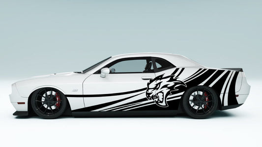 Speedline Flaming SRT Cat Head Decals and Graphics for Dodge Challenger