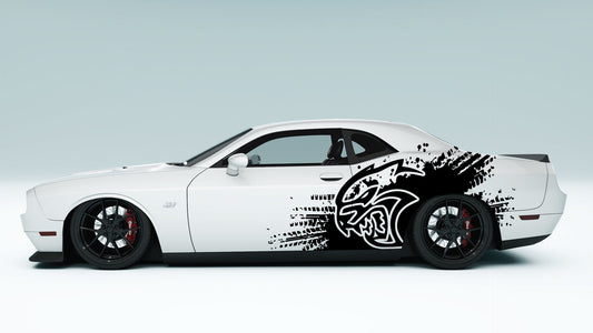 Dodge Challenger Demon Mud Splash Side Decals, Stickers & Graphics.