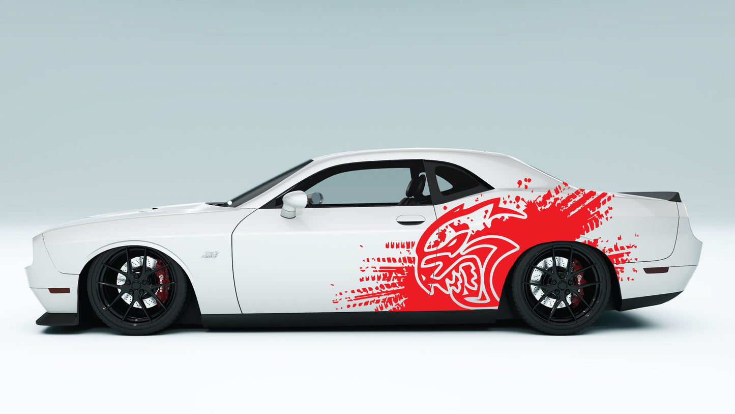 Dodge Challenger Demon Mud Splash Side Decals, Stickers & Graphics.
